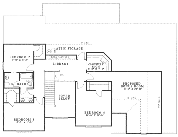 Traditional Floor Plan - Upper Floor Plan #17-411