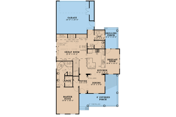 Floor Plan - Main Floor for Farmhouse House Plan #923-103 - 4 bed, 2.5 bath