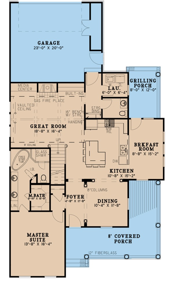 Architectural House Design - Farmhouse Floor Plan - Main Floor Plan #923-103