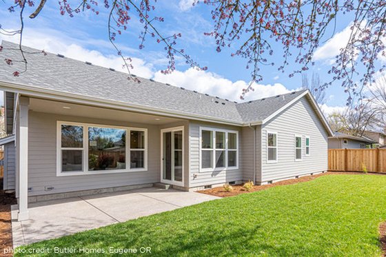 Exterior - Rear Elevation for Ranch House Plan #124-1194 - 3 bed, 2 bath