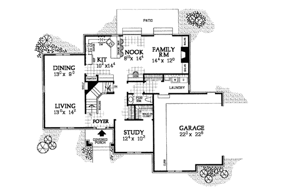 Floor Plan - Main Floor for European House Plan #72-228 - 4 bed, 2.5 bath