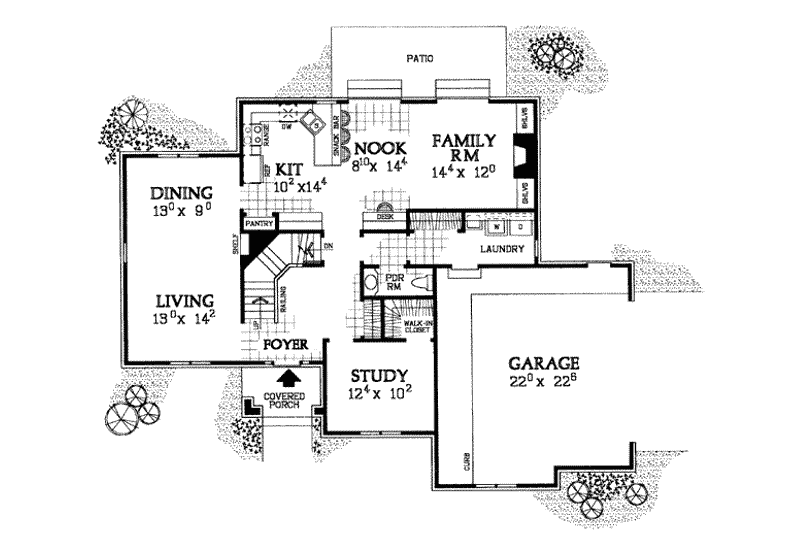 Home Plan - Floor Plan - Main Floor for European House Plan #72-228 - 4 bed, 2.5 bath
