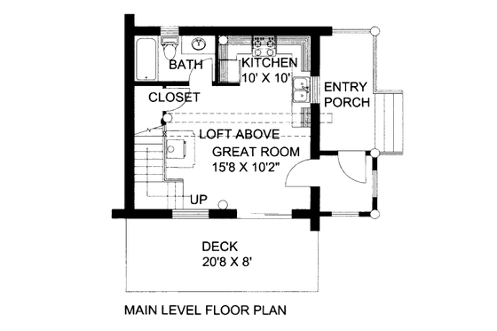 Floor Plan - Main Floor for Log House Plan #117-595, 1 bath