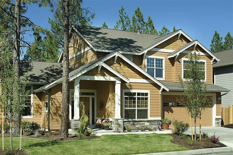 House Plan Design - Front View - 2100 square foot Craftsman home