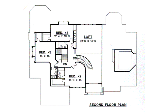Floor Plan - Upper Floor for Traditional House Plan #67-464 - 4 bed, 6 bath