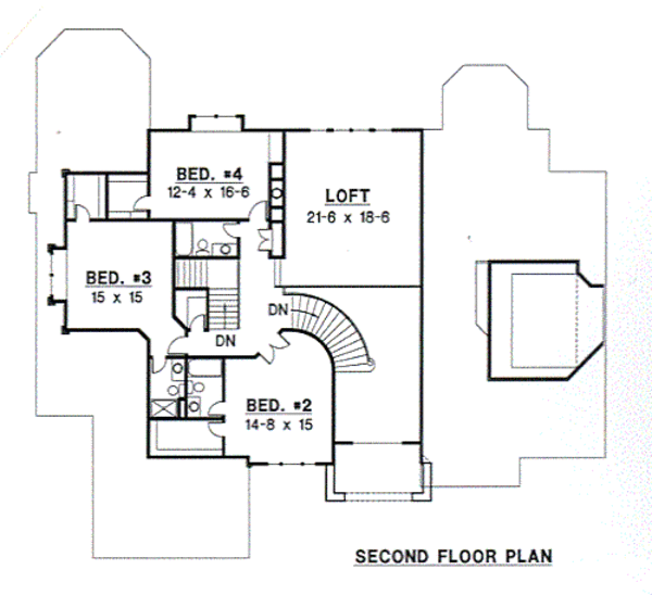 Traditional Floor Plan - Upper Floor Plan #67-464