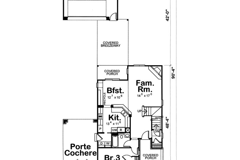 Dream House Plan - Exterior - Front Elevation 4 for European House Plan #20-1405 - 3 bed, 3 bath