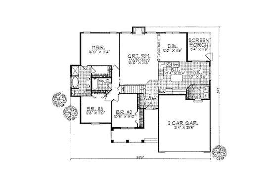 Floor Plan - Main Floor for Traditional House Plan #70-210 - 3 bed, 2 bath