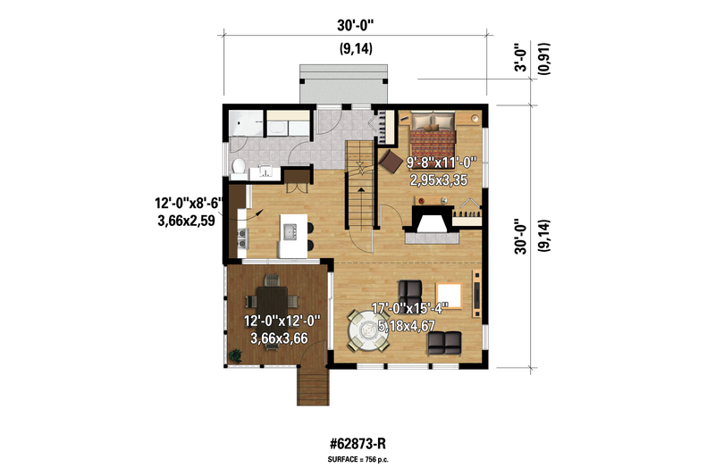 Dream House Plan - Floor Plan - Main Floor 1 for Contemporary House Plan #25-4599 - 3 bed, 1 bath