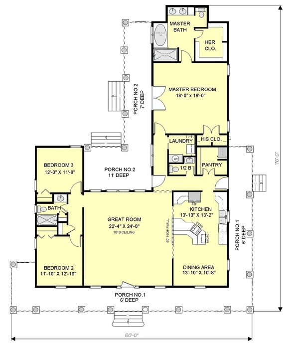 Dream House Plan - Country Floor Plan - Main Floor Plan #44-121