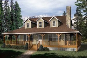 Country style farmhouse home, front elevation