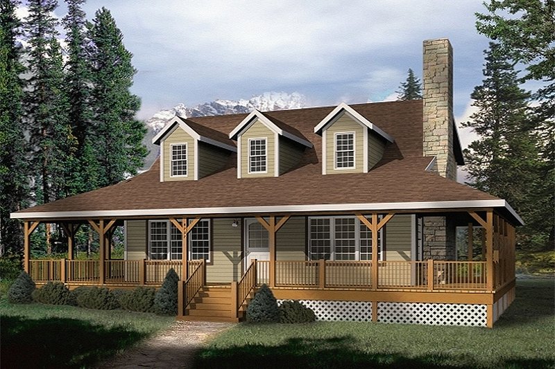 Architectural House Design - Country style farmhouse home, front elevation