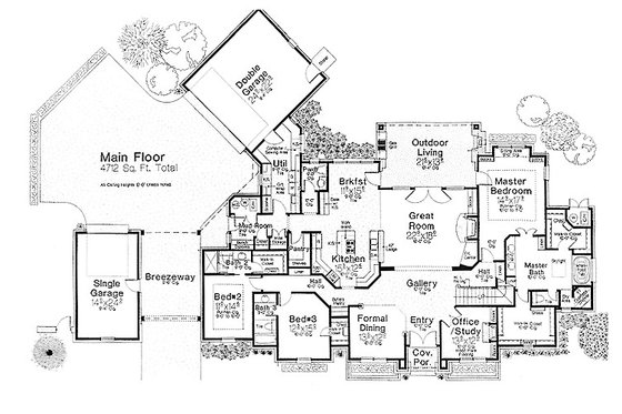 Floor Plan - Main Floor for European House Plan #310-700 - 3 bed, 3.5 bath