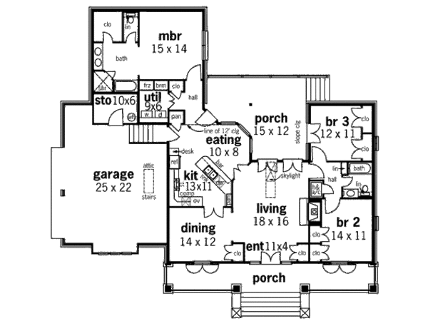 Architectural House Design - Country Floor Plan - Main Floor Plan #45-338