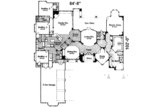Floor Plan - Main Floor for European House Plan #135-121 - 4 bed, 4 bath