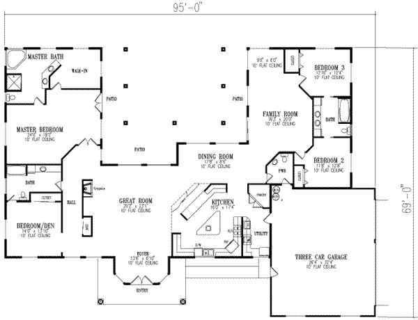 Adobe / Southwestern Floor Plan - Main Floor Plan #1-845