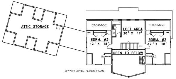 House Design - Traditional Floor Plan - Upper Floor Plan #117-579