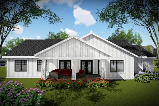 Exterior - Rear Elevation for Craftsman House Plan #70-1479 - 3 bed, 2 bath