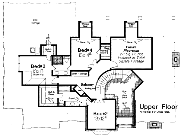 European Floor Plan - Upper Floor Plan #310-221