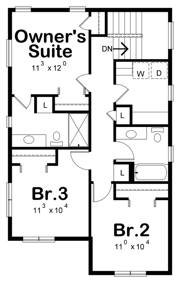 Architectural House Design - Contemporary Floor Plan - Upper Floor Plan #20-2320