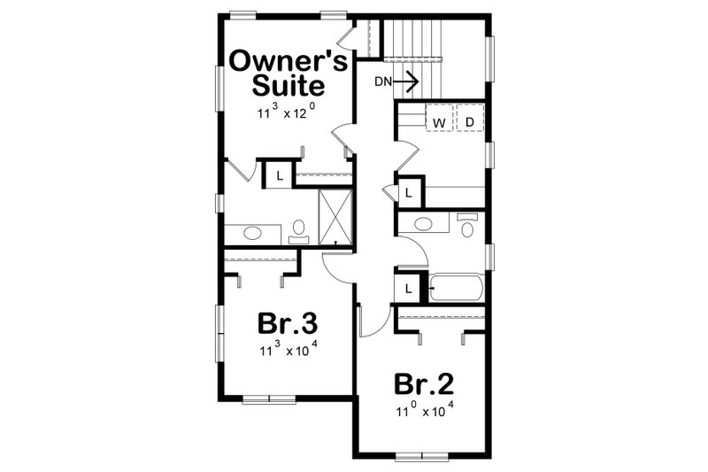 Home Plan - Floor Plan - Upper Floor for Contemporary House Plan #20-2320 - 3 bed, 2.5 bath