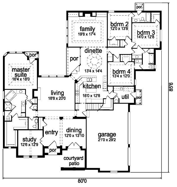 European Style House Plan - 4 Beds 4.5 Baths 4162 Sq/Ft Plan #84-415 ...
