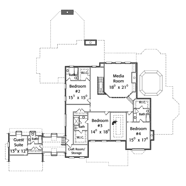 Colonial Floor Plan - Upper Floor Plan #429-48