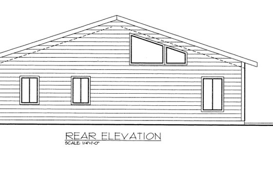 Exterior - Rear Elevation for Bungalow House Plan #117-1103 - 1 bed, 1.5 bath