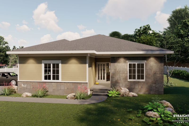 Architectural House Design - Exterior - Front Elevation 2 for Ranch House Plan #1122-13 - 2 bed, 2 bath