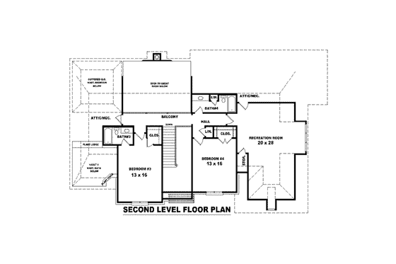 Floor Plan - Upper Floor for European House Plan #81-1592 - 3 bed, 4 bath