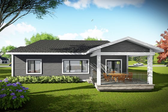 Exterior - Rear Elevation for Ranch House Plan #70-1491 - 3 bed, 2 bath
