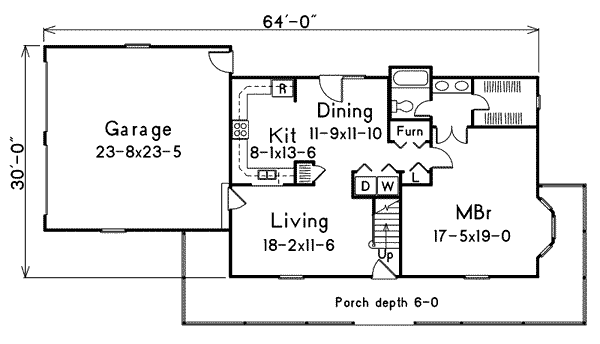 Country Floor Plan - Main Floor Plan #57-228