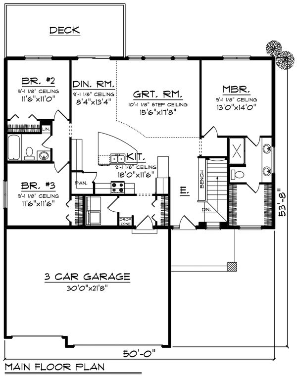 House Plan Design - Contemporary Floor Plan - Main Floor Plan #70-1455