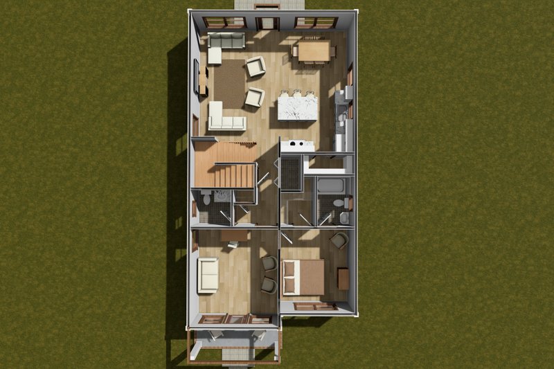 House Blueprint - Exterior - Front Elevation 3 for Cottage House Plan #513-2327 - 4 bed, 3.5 bath