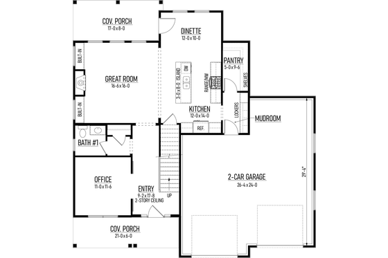 Floor Plan - Main Floor for Farmhouse House Plan #1093-4 - 4 bed, 2.5 bath