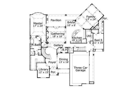 Floor Plan - Main Floor for European House Plan #411-677 - 4 bed, 5.5 bath