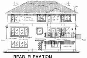 Exterior - Rear Elevation for European House Plan #18-9415 - 4 bed, 2.5 bath
