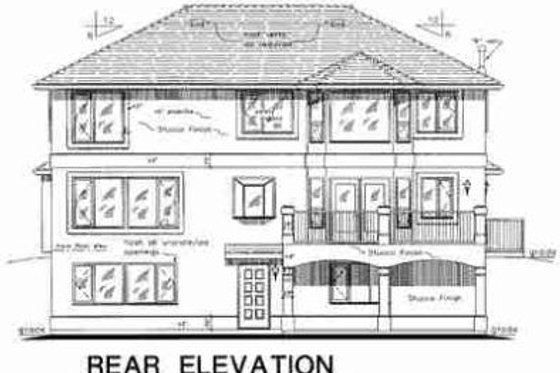 Exterior - Rear Elevation for European House Plan #18-9415 - 4 bed, 2.5 bath