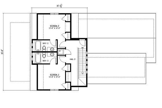 Upper Level Floor Plan - 2000 square foot cottage home