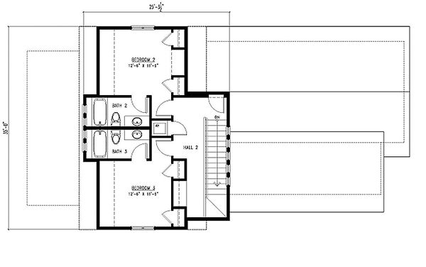 Upper Level Floor Plan - 2000 square foot cottage home