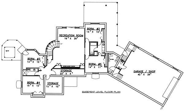 Architectural House Design - Bungalow Floor Plan - Lower Floor Plan #117-518