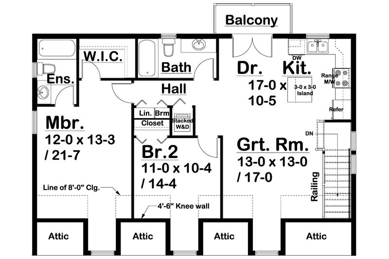 Dream House Plan - Floor Plan - Upper Floor 1 for Country House Plan #126-244 - 2 bed, 2 bath