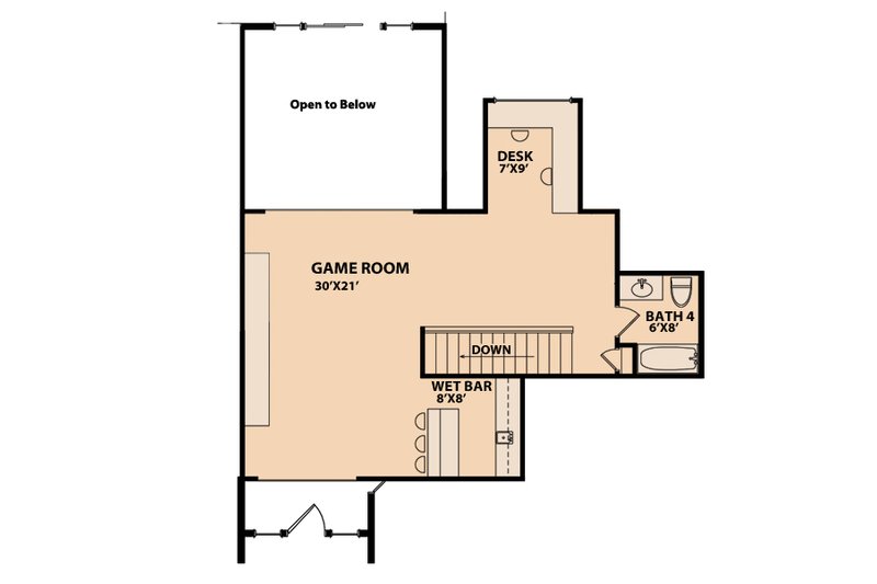 Architectural House Design - Floor Plan - Upper Floor for Ranch House Plan #515-1 - 4 bed, 3 bath
