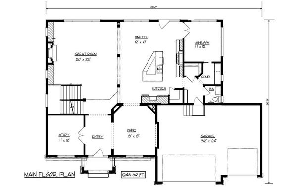 Architectural House Design - European Floor Plan - Main Floor Plan #320-499
