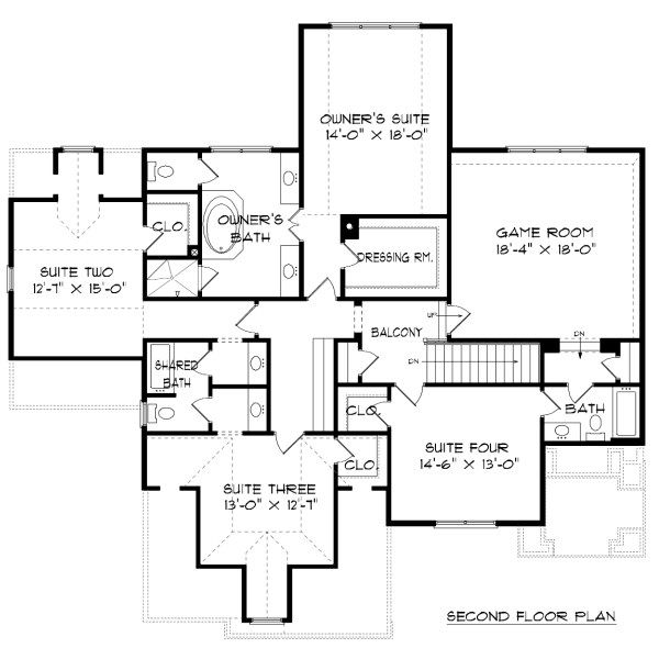 Home Plan - Tudor Floor Plan - Upper Floor Plan #413-888