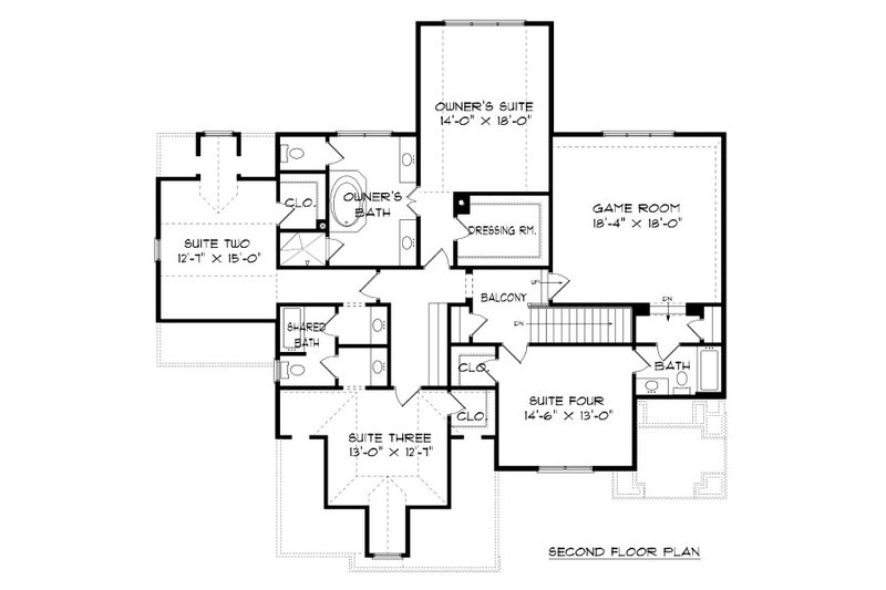 Home Plan - Floor Plan - Upper Floor for Tudor House Plan #413-888 - 5 bed, 4 bath