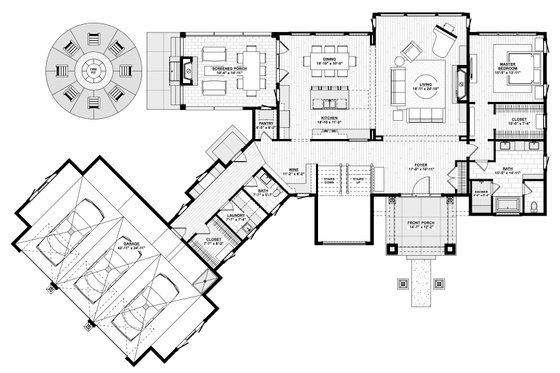 Floor Plan - Main Floor for Contemporary House Plan #928-363 - 4 bed, 3.5 bath