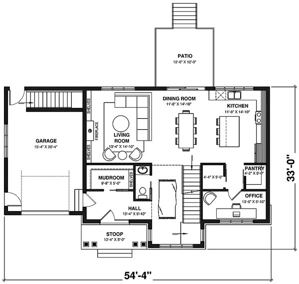 Architectural House Design - Country Floor Plan - Main Floor Plan #23-2801