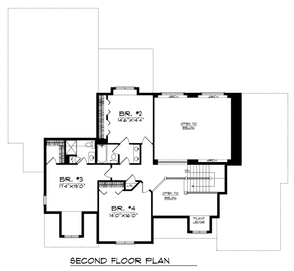 Architectural House Design - Colonial Floor Plan - Upper Floor Plan #70-520