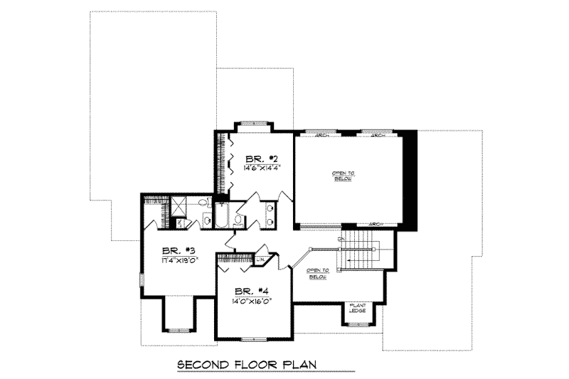 Home Plan - Floor Plan - Upper Floor for Colonial House Plan #70-520 - 4 bed, 3.5 bath